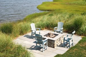 fire pit and adirondack chairs